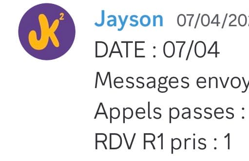 Rapport d'activité quotidien de Jayson le 07/04