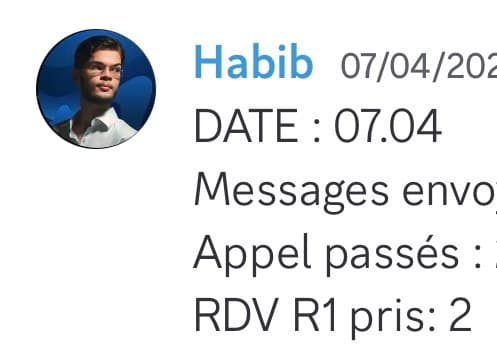 Rapport d'activité quotidien de Habib le 07/04