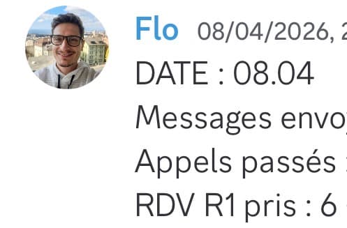 Rapport d'activité quotidien de Flo le 08/04