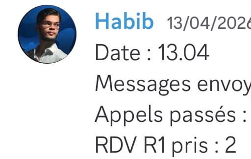 Rapport d'activité quotidien de Habib le 13/04
