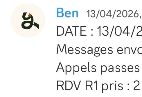 Rapport d'activité quotidien de Ben le 13/04