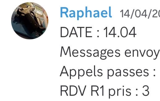Rapport d'activité quotidien de Raphael le 14/04