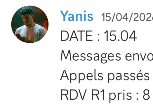 Rapport d'activité quotidien de Yanis le 15/04