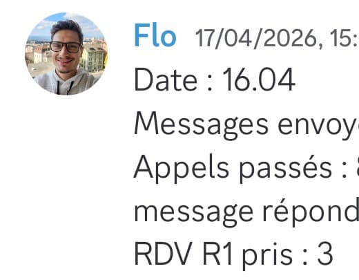Rapport d'activité quotidien de Flo le 16/04