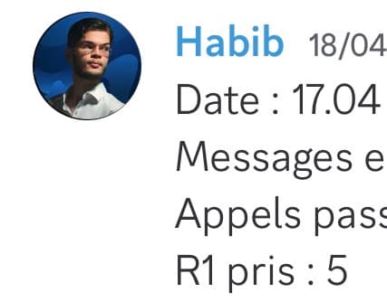 Rapport d'activité quotidien de Habib le 17/04