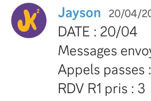 Rapport d'activité quotidien de Jayson le 20/04