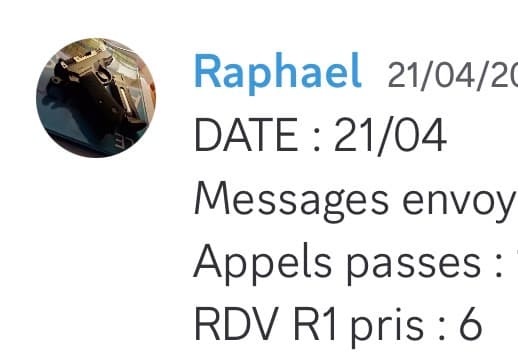 Rapport d'activité quotidien de Raphael le 21/04