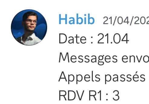 Rapport d'activité quotidien de Habib le 21/04