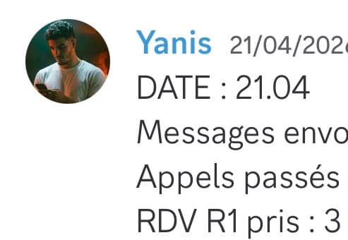 Rapport d'activité quotidien de Yanis le 21/04
