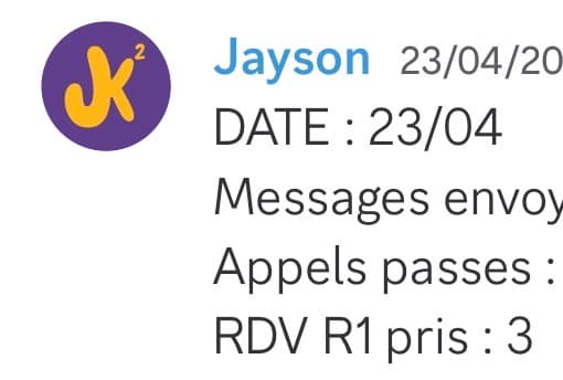 Rapport d'activité quotidien de Jayson le 23/04