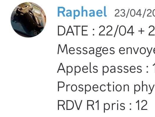 Rapport d'activité quotidien de Raphael le 22/04