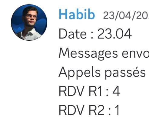 Rapport d'activité quotidien de Habib le 23/04