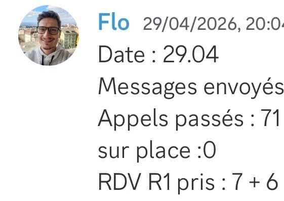 Rapport d'activité quotidien de Flo le 29/04