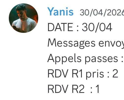 Rapport d'activité quotidien de Yanis le 30/04