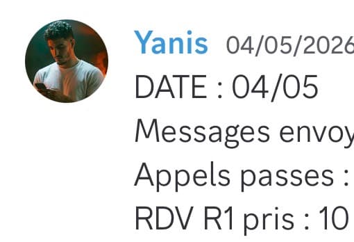 Rapport d'activité quotidien de Yanis le 04/05