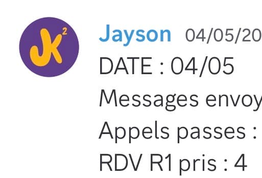 Rapport d'activité quotidien de Jayson le 04/05
