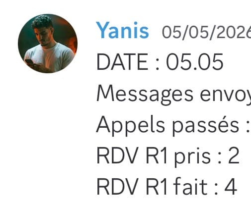Rapport d'activité quotidien de Yanis le 05/05