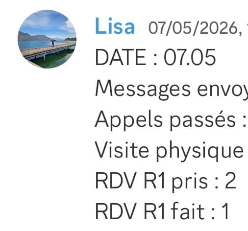 Rapport d'activité quotidien de Lisa le 07/05