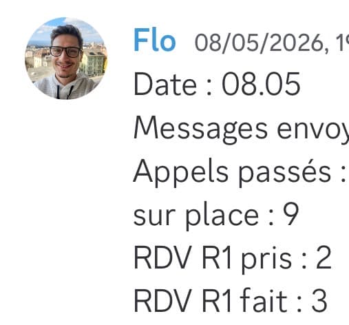 Rapport d'activité quotidien de Flo le 08/05
