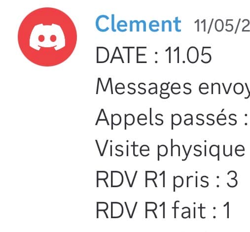 Rapport d'activité quotidien de Clément le 11/05