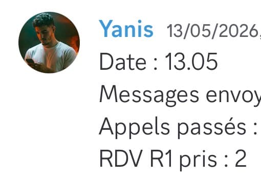 Rapport d'activité quotidien de Yanis le 13/05